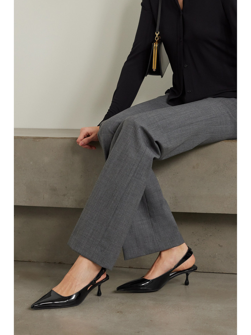 JIMMY CHOO Amel 50 Logo-embellished Patent-leather Slingback Pumps outlook