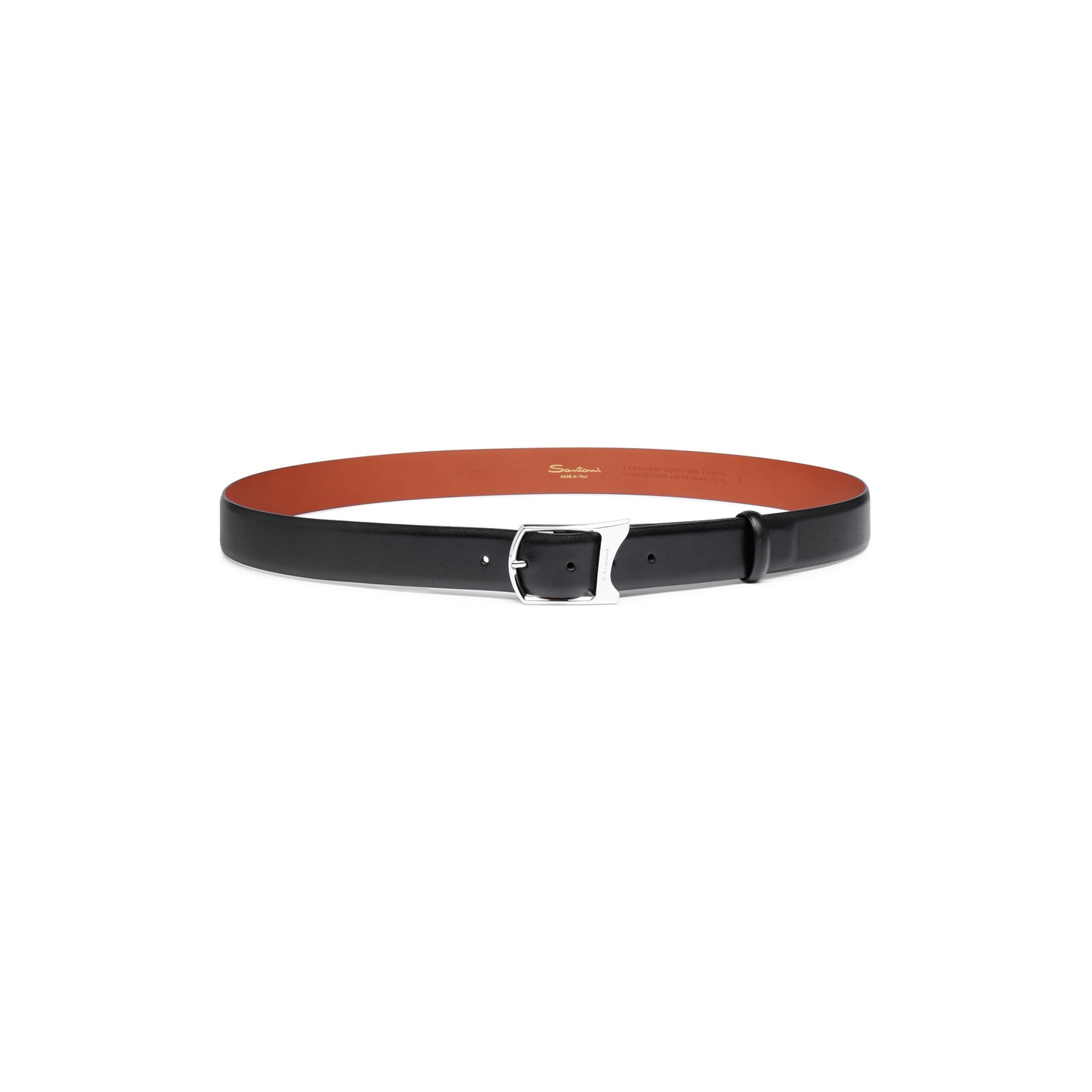Men's green leather adjustable belt - 3