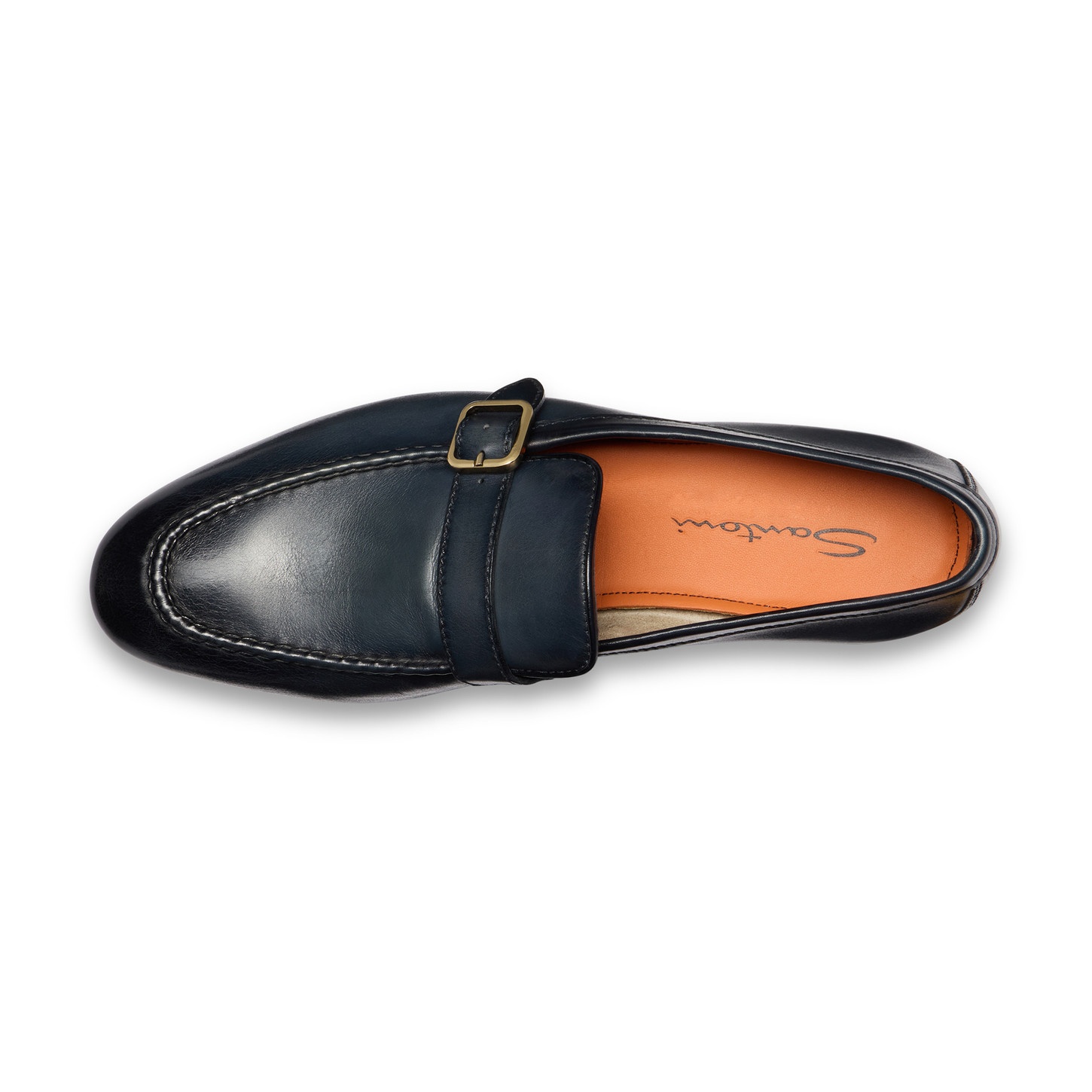 Men's blue leather single-buckle loafer - 5