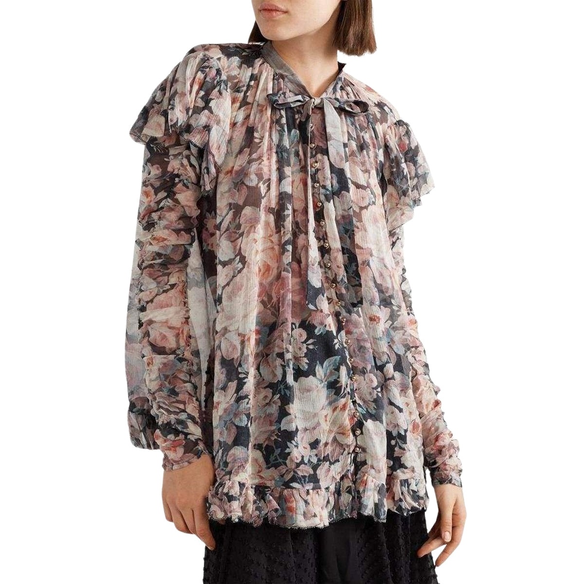 Tempest Frolic Ruffled Floral Print Silk Blouse - 2