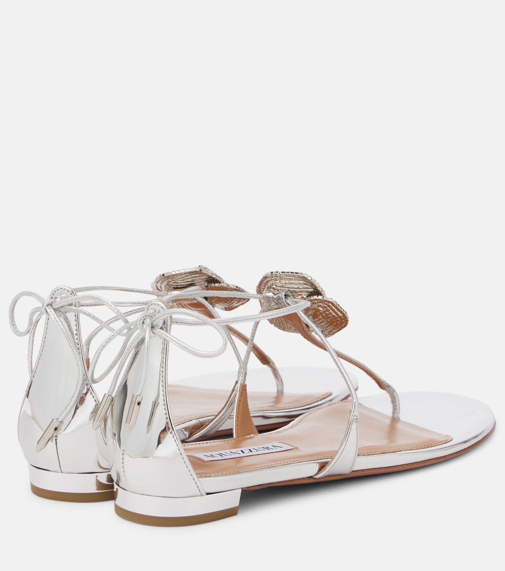 Crystal Orchid metallic leather sandals - 3