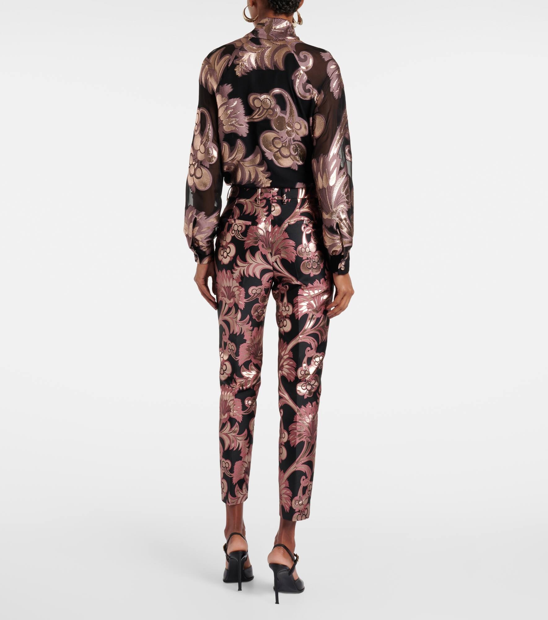 Floral jacquard suit pants - 3