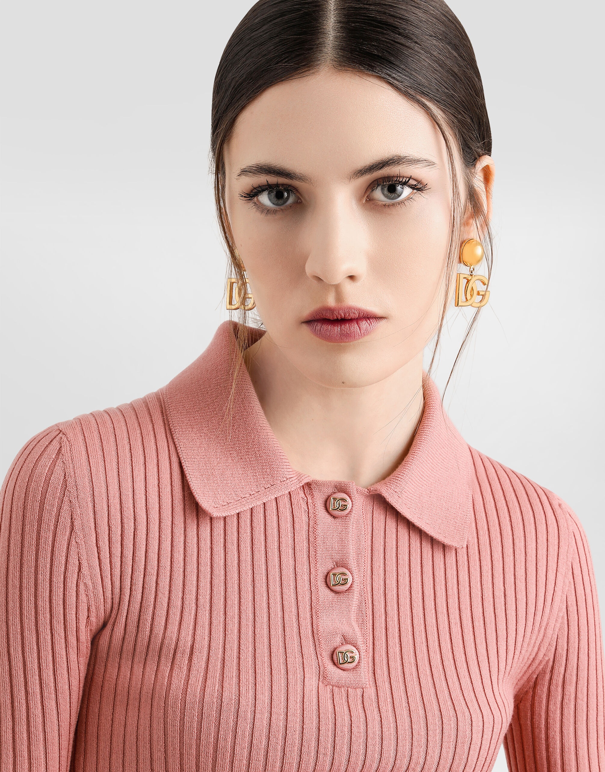 Ribbed wool polo-style sweater - 4