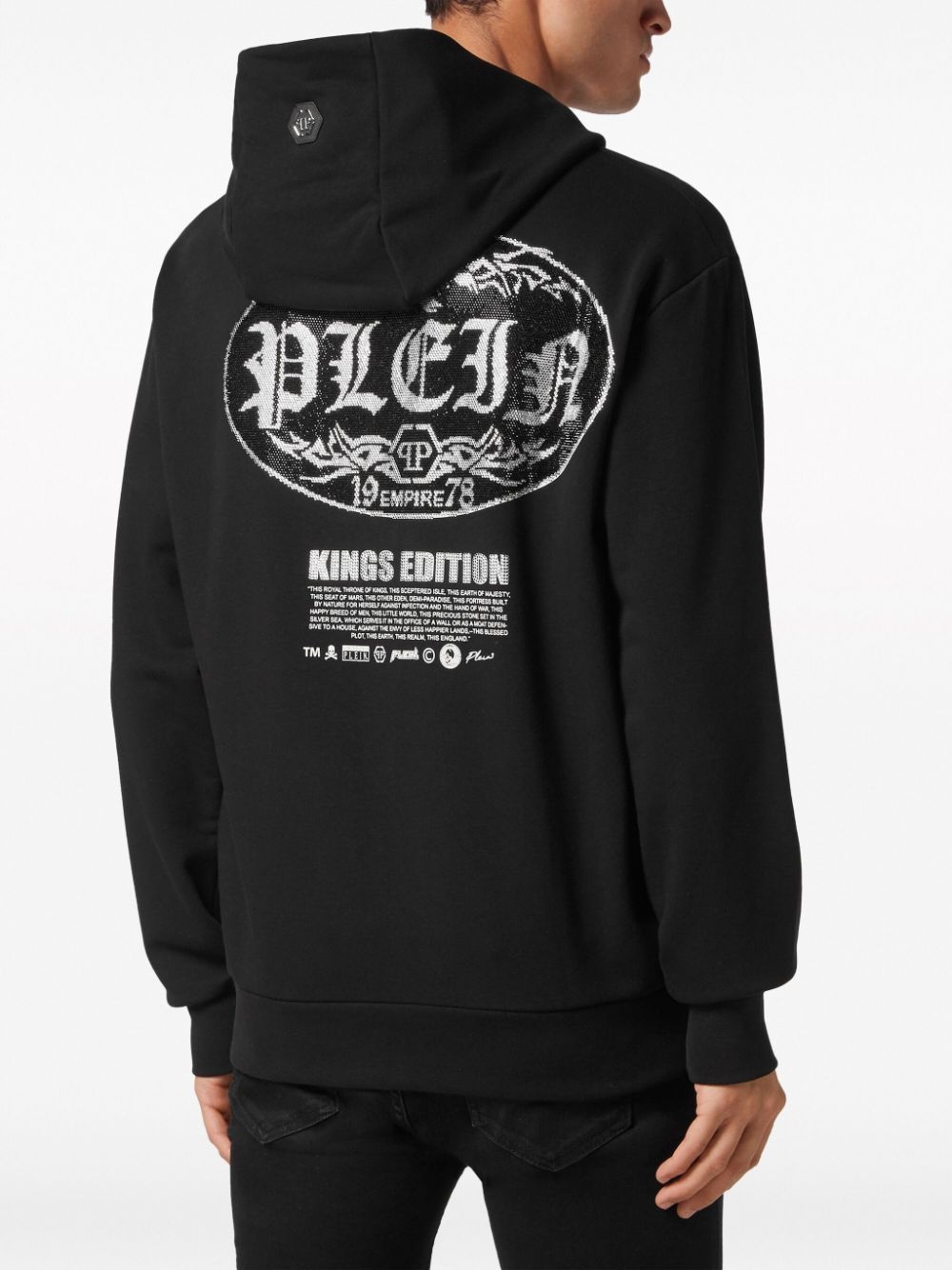 logo-print crystal-embellished hoodie - 3