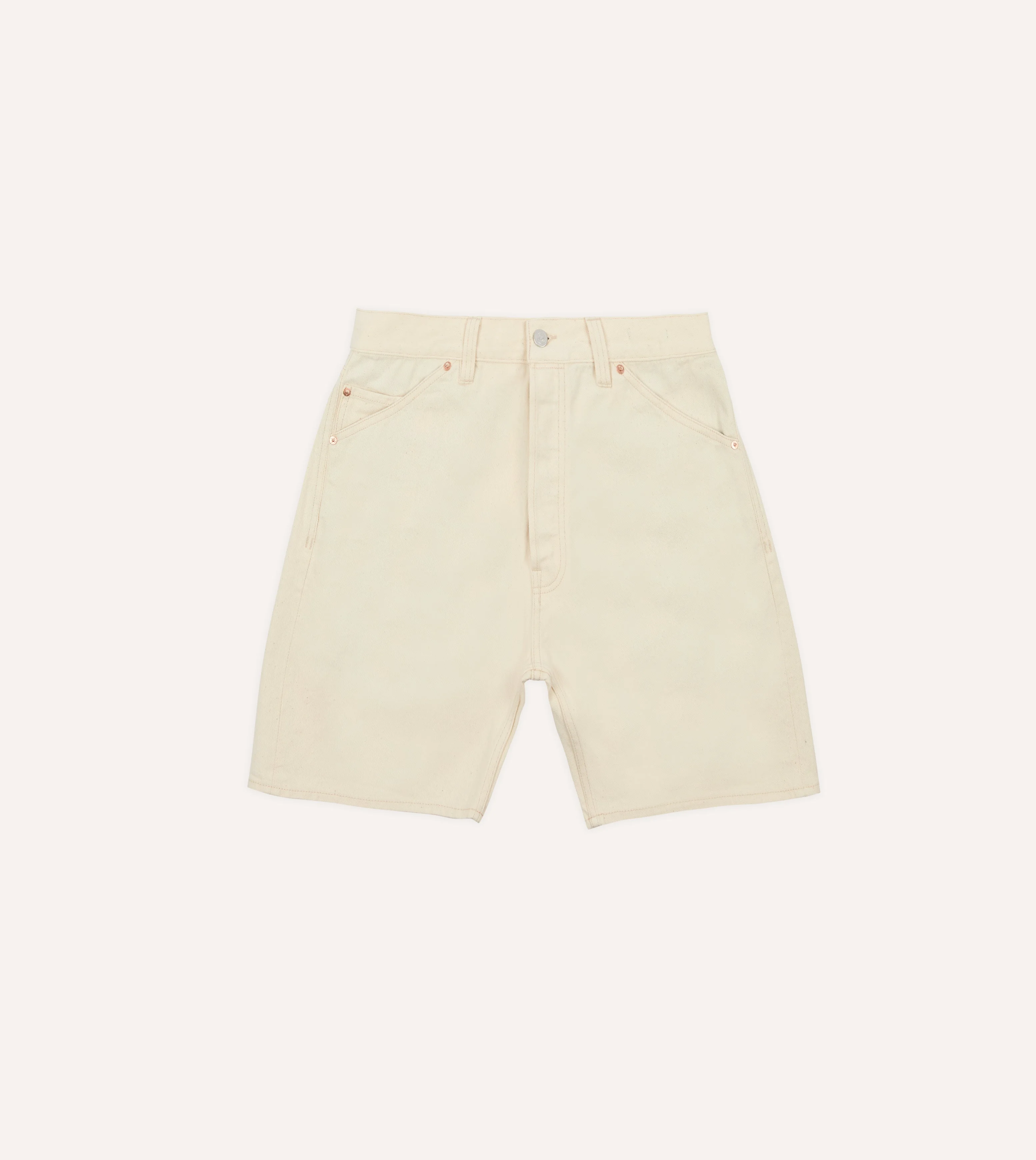 Ecru 12.7oz Selvedge Denim Five-Pocket Shorts - 1