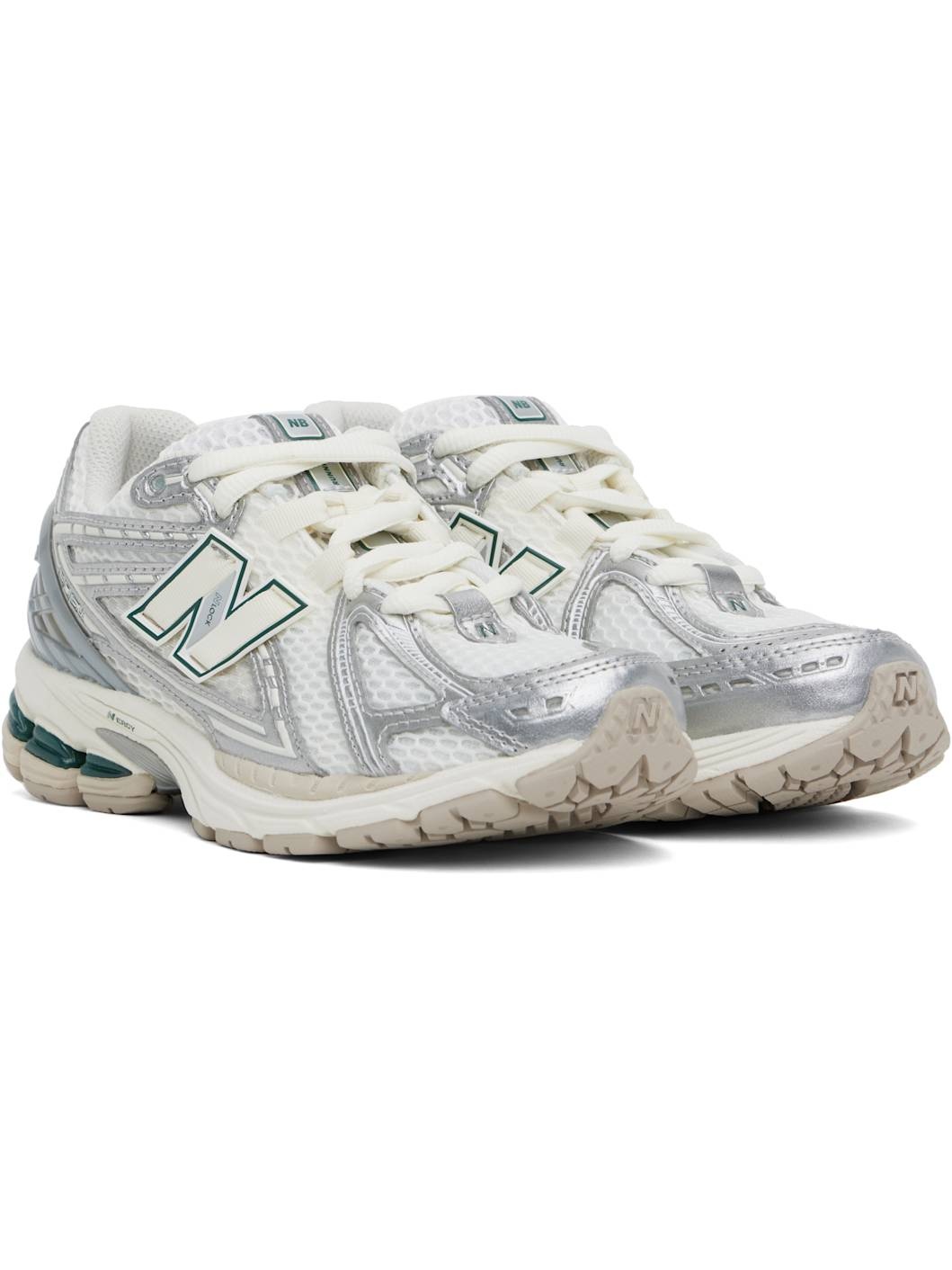 White & Silver 1906R Sneakers - 4