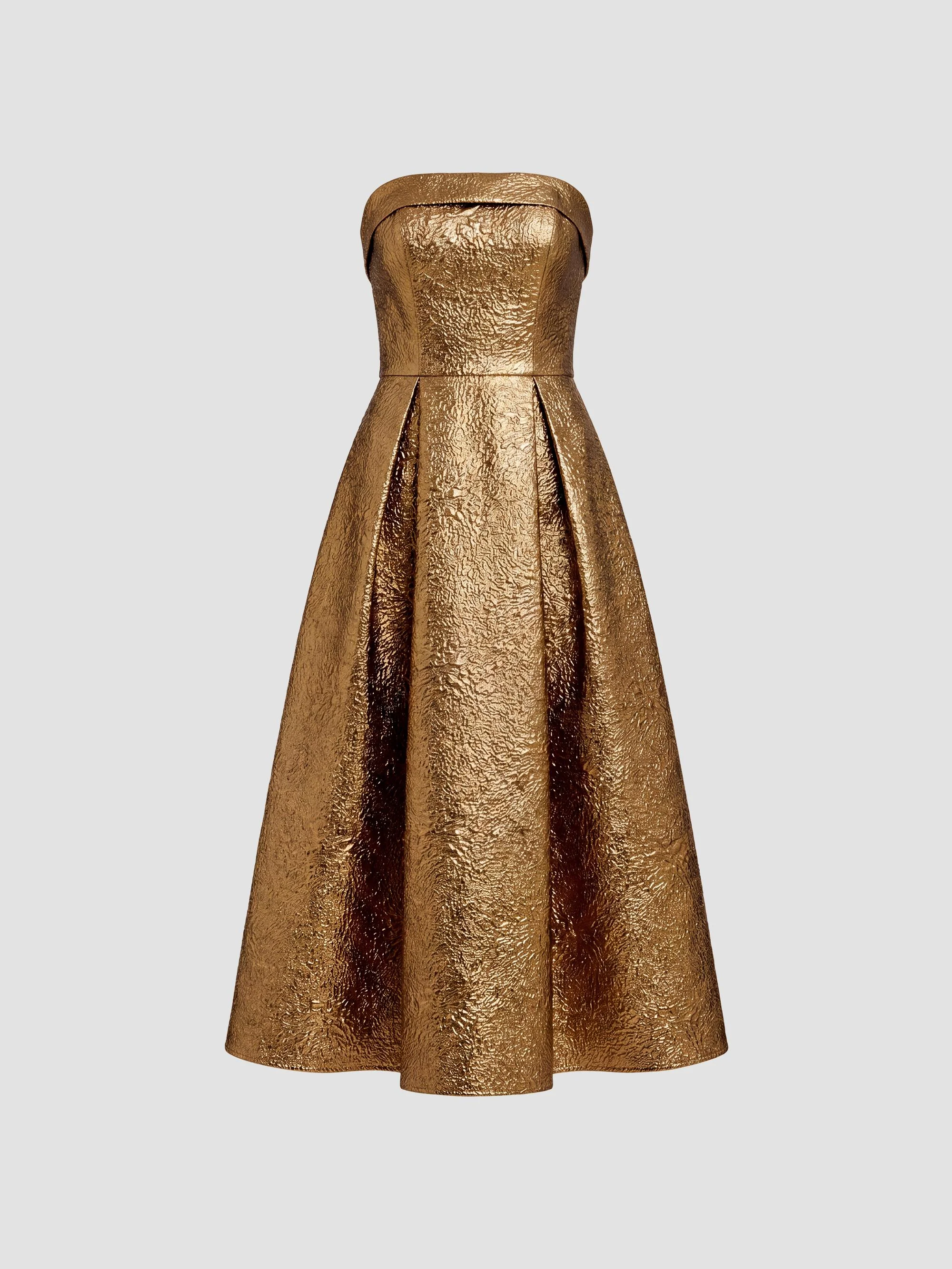 Women's Mika Strapless Tea-Length Dress - Gold - 1