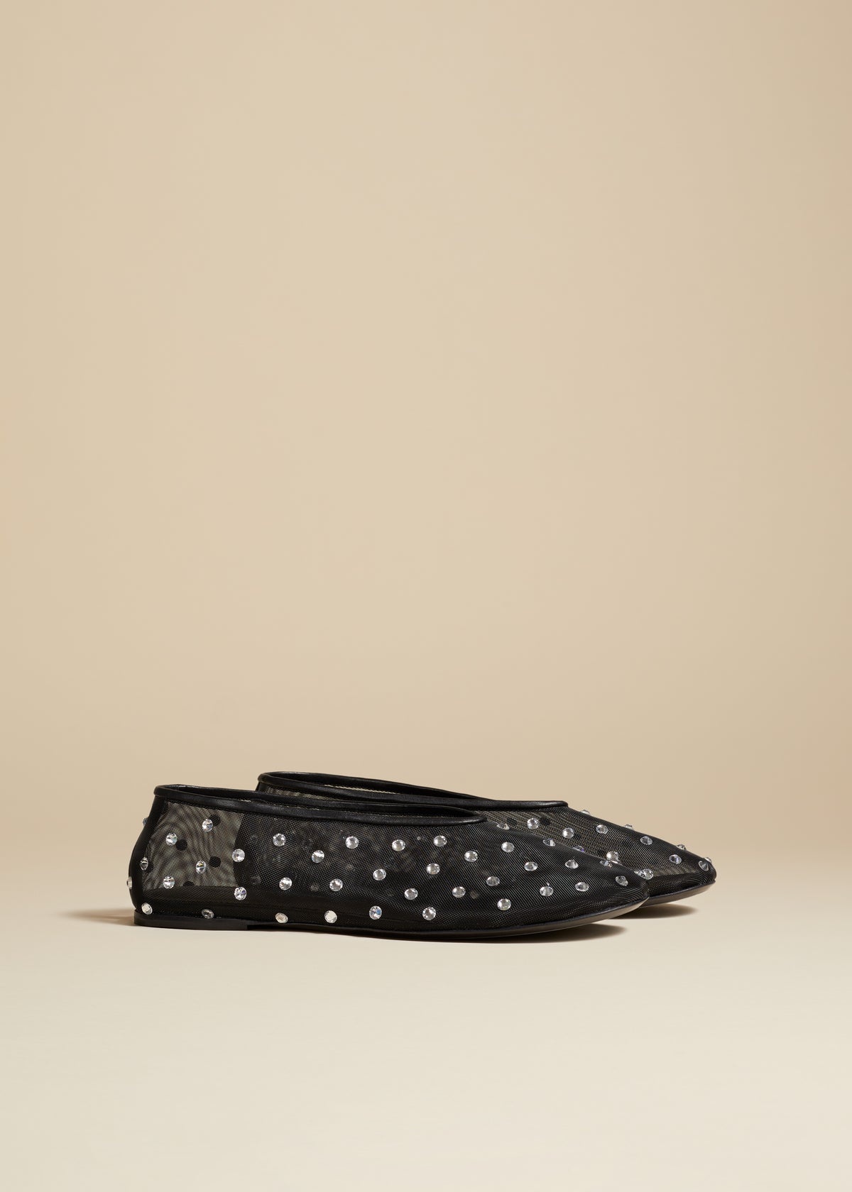 The Marcy Flat in Black Mesh with Crystals - 2