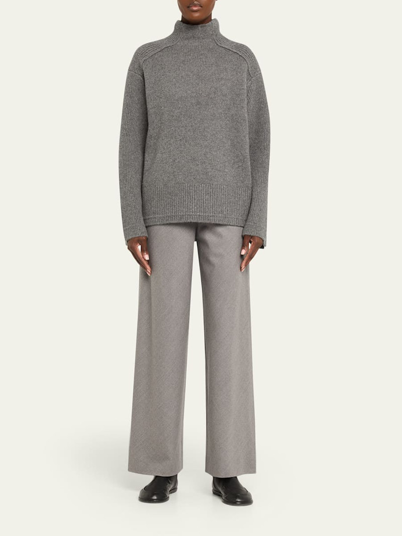MARIA McMANUS Wool and Cashmere Button Mock-Neck Sweater outlook