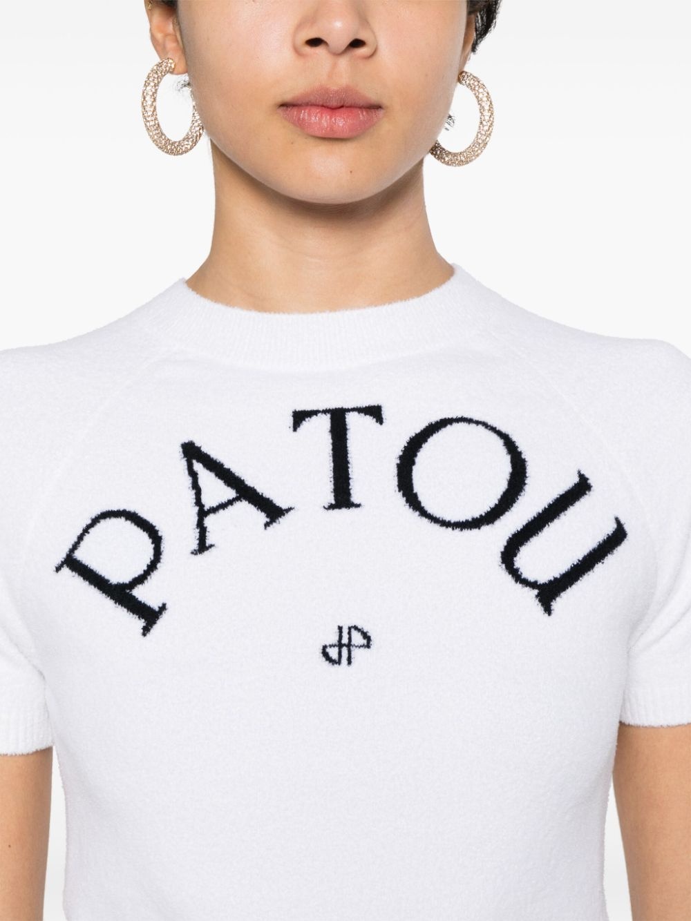 logo-jacquard terry-knit top - 5