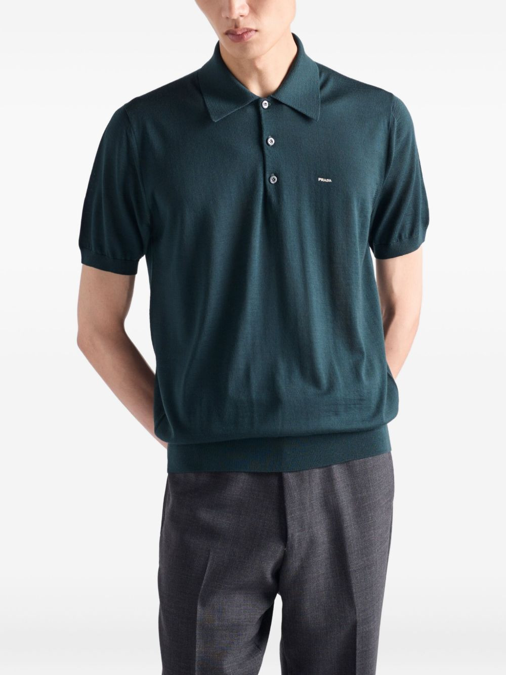 embroidered wool polo shirt - 4