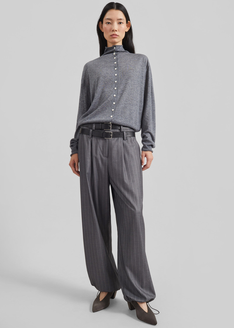 Vradal High Neck Cardigan - Grey 6