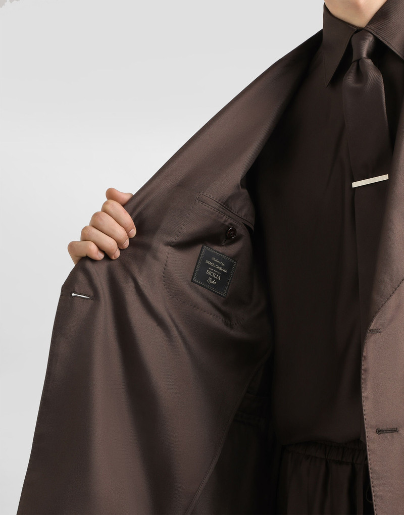 Sicilia light double-breasted silk twill jacket 5