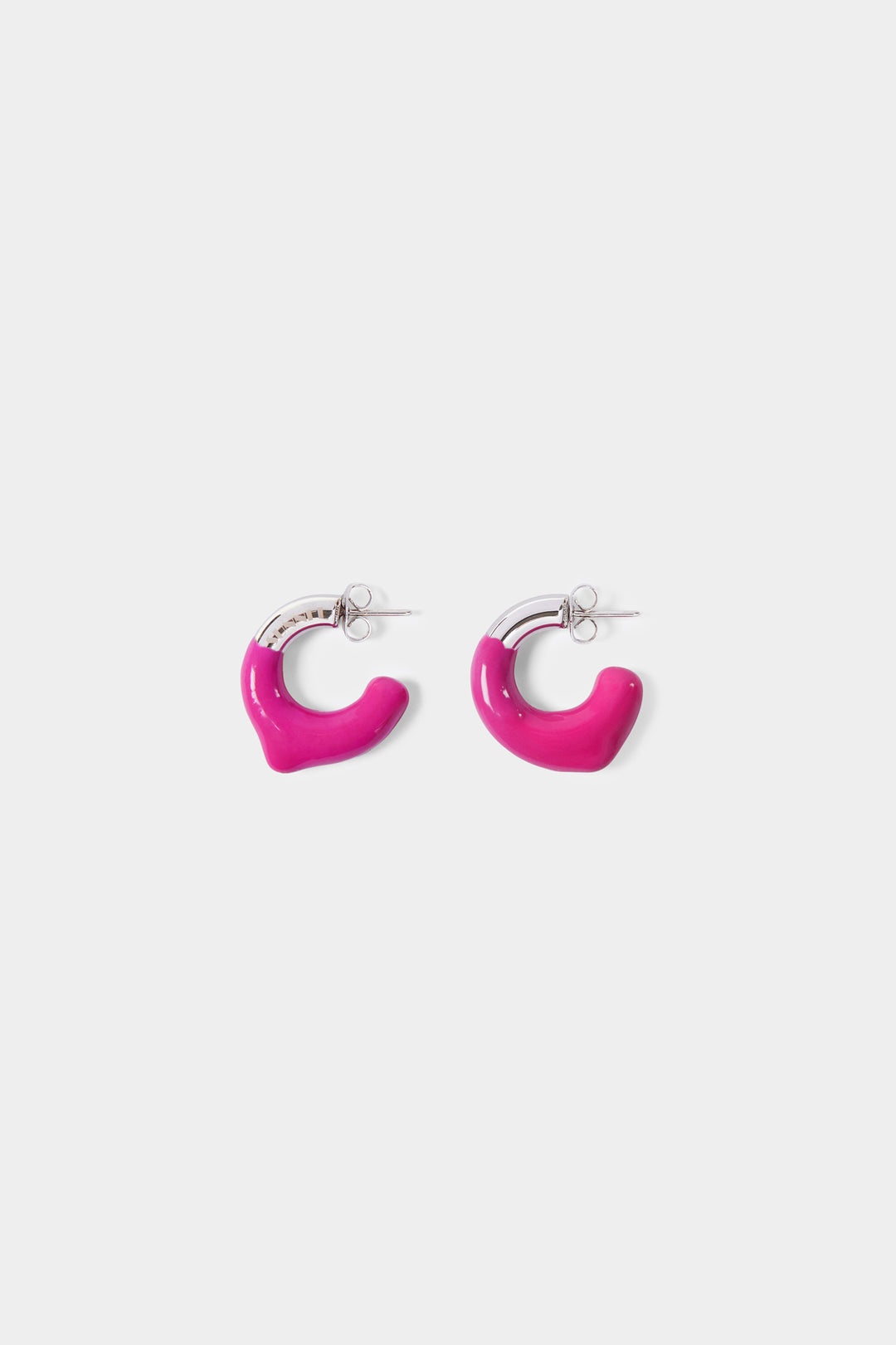 MINI RUBBERIZED EARRINGS SILVER / fucsia - 1