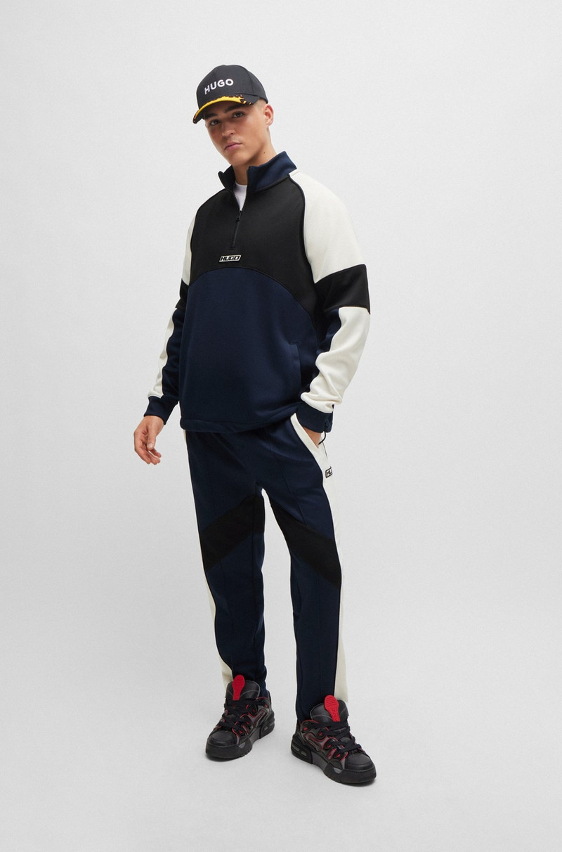HUGO COLOR-BLOCKED SWEATSHIRT WITH RACING-INSPIRED LOGO BADGE outlook