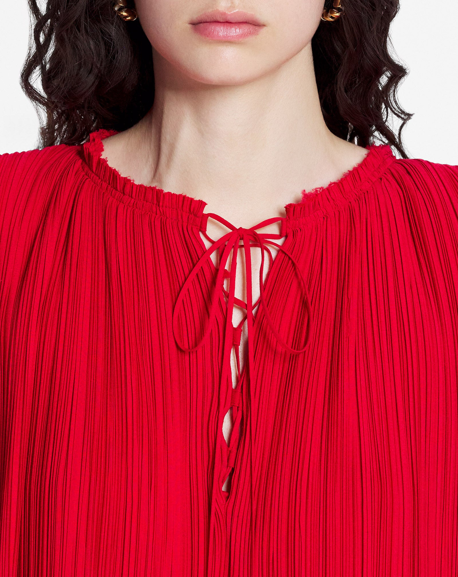 FLARED PLEATED DRESS WITH LONG SLEEVES - 5