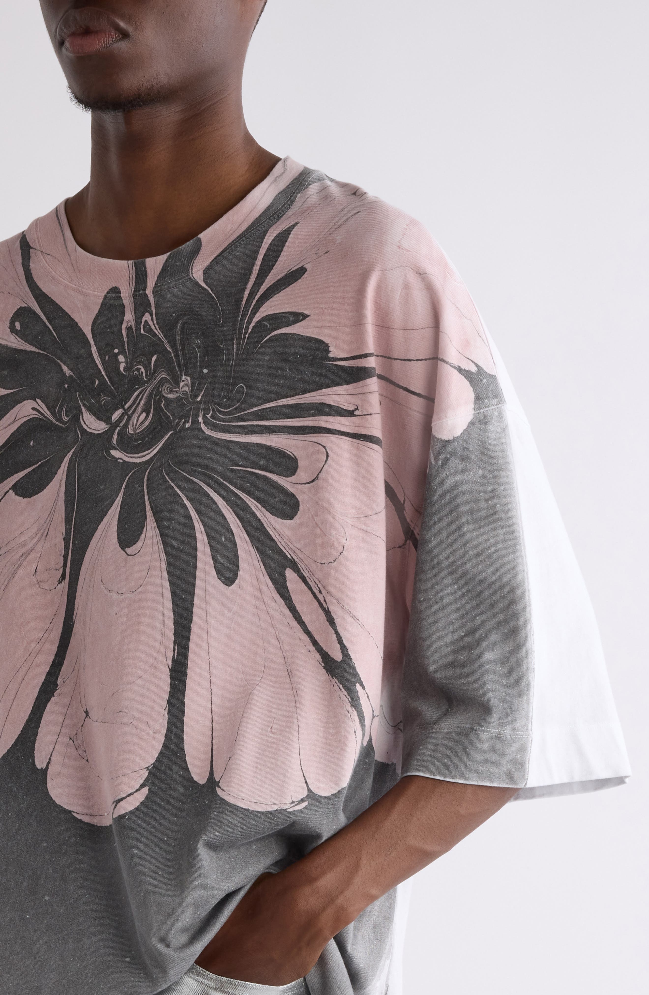 Dries Van Noten Hen Floral & Solid Oversize T-Shirt in Dessin at Nordstrom - 5