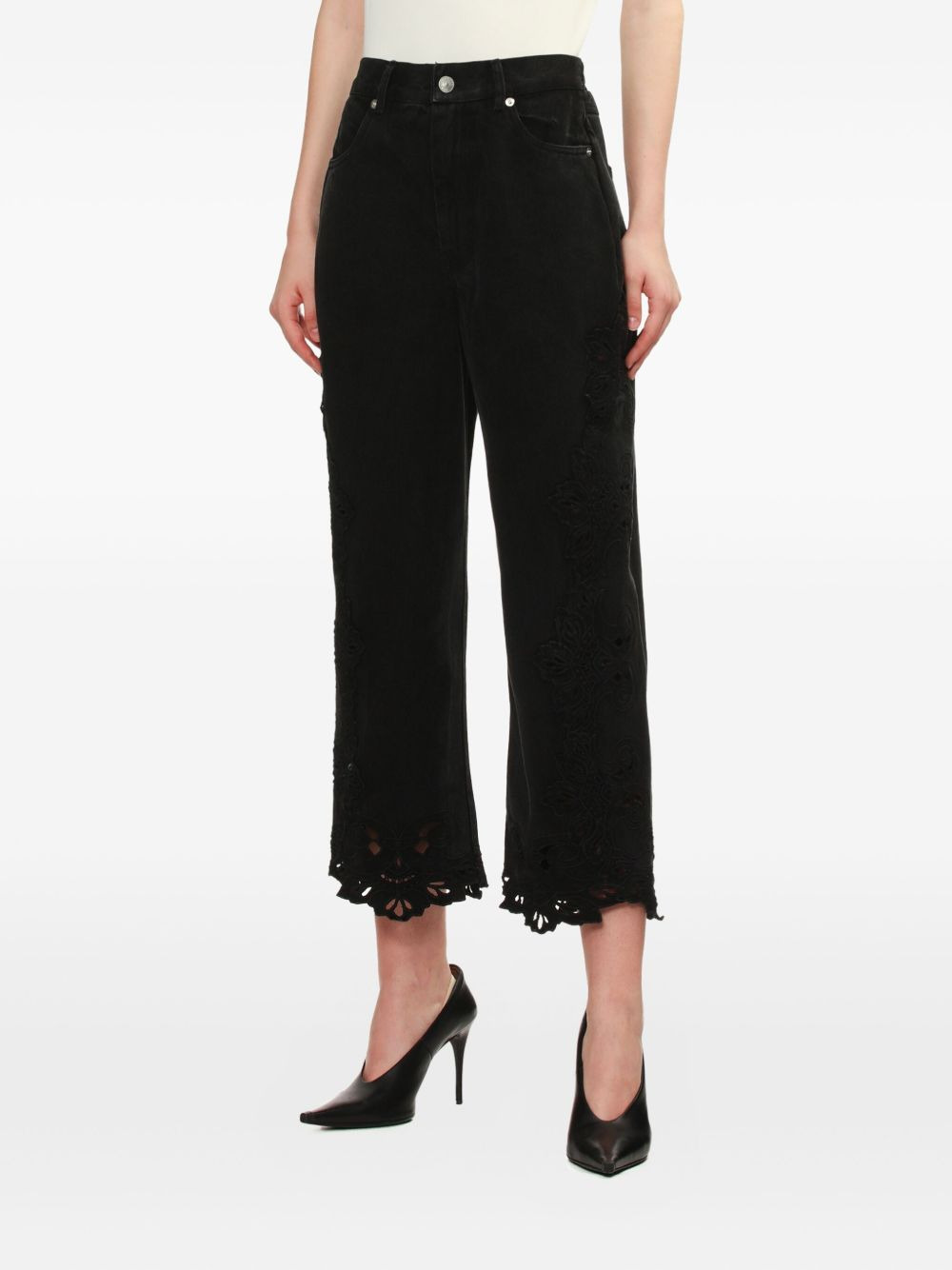 floral-lace jeans - 3