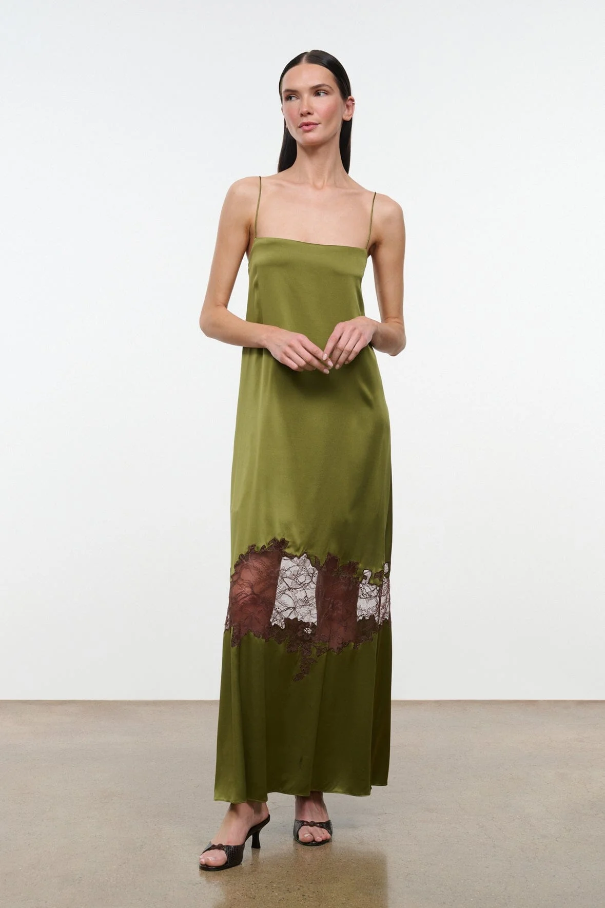 STAUD DELFINA SILK DRESS PEAR - 1