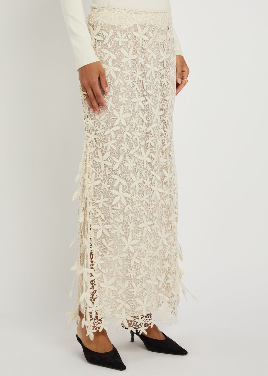 Toteme Floral Guipure Lace Maxi Skirt - 2