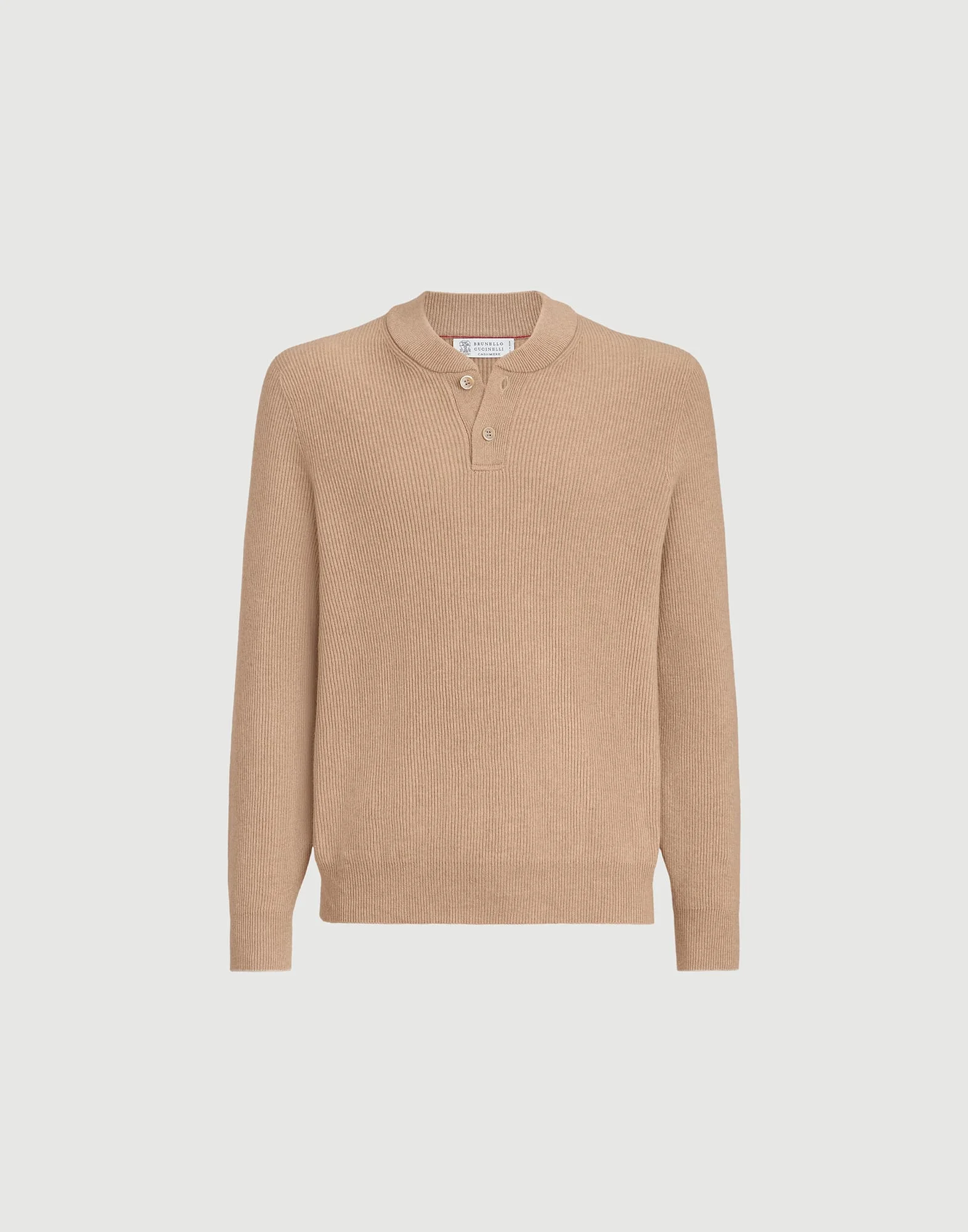 Cashmere English rib sweater with Henley collar - 1