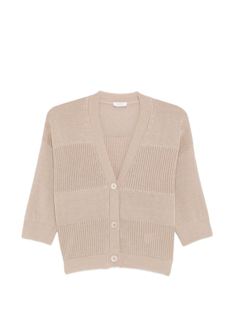 V-neck ribbed cardigan 1