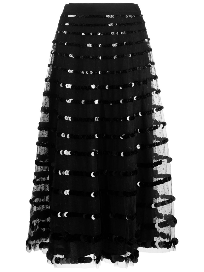 sequin-embellished tulle midi skirt 1