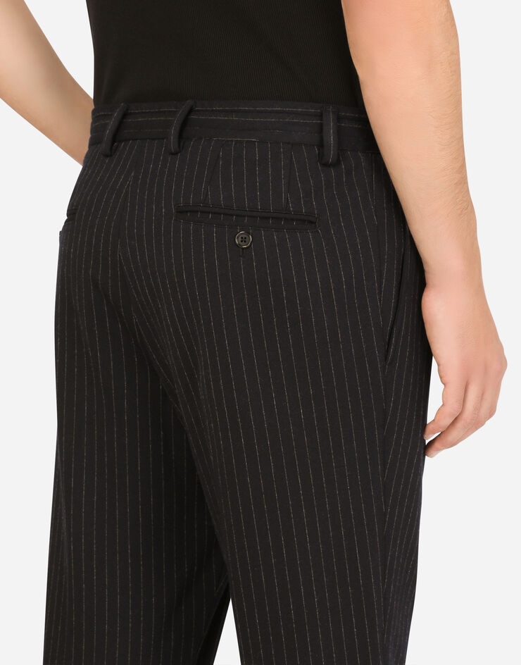 Stretch pinstripe wool jogging pants - 5