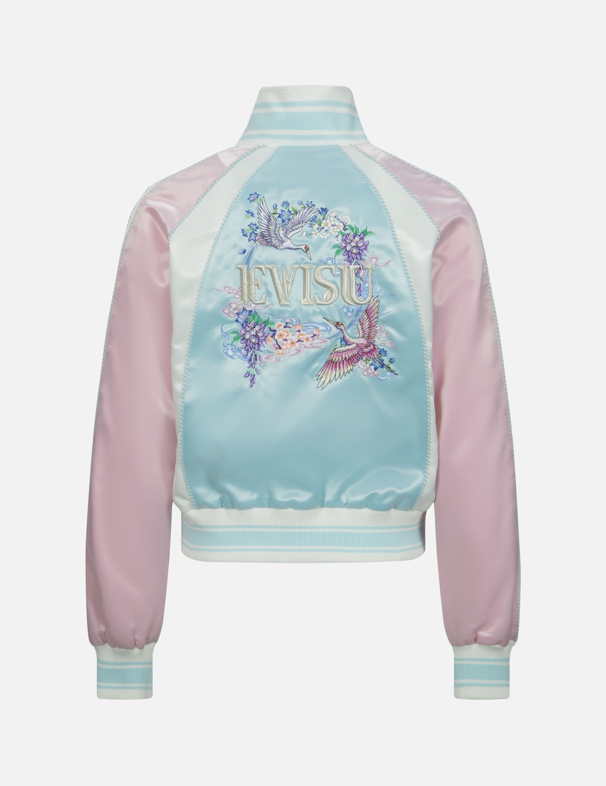 CRANES AND FLORAL EMBROIDERY FASHION FIT SOUVENIR JACKET - 2