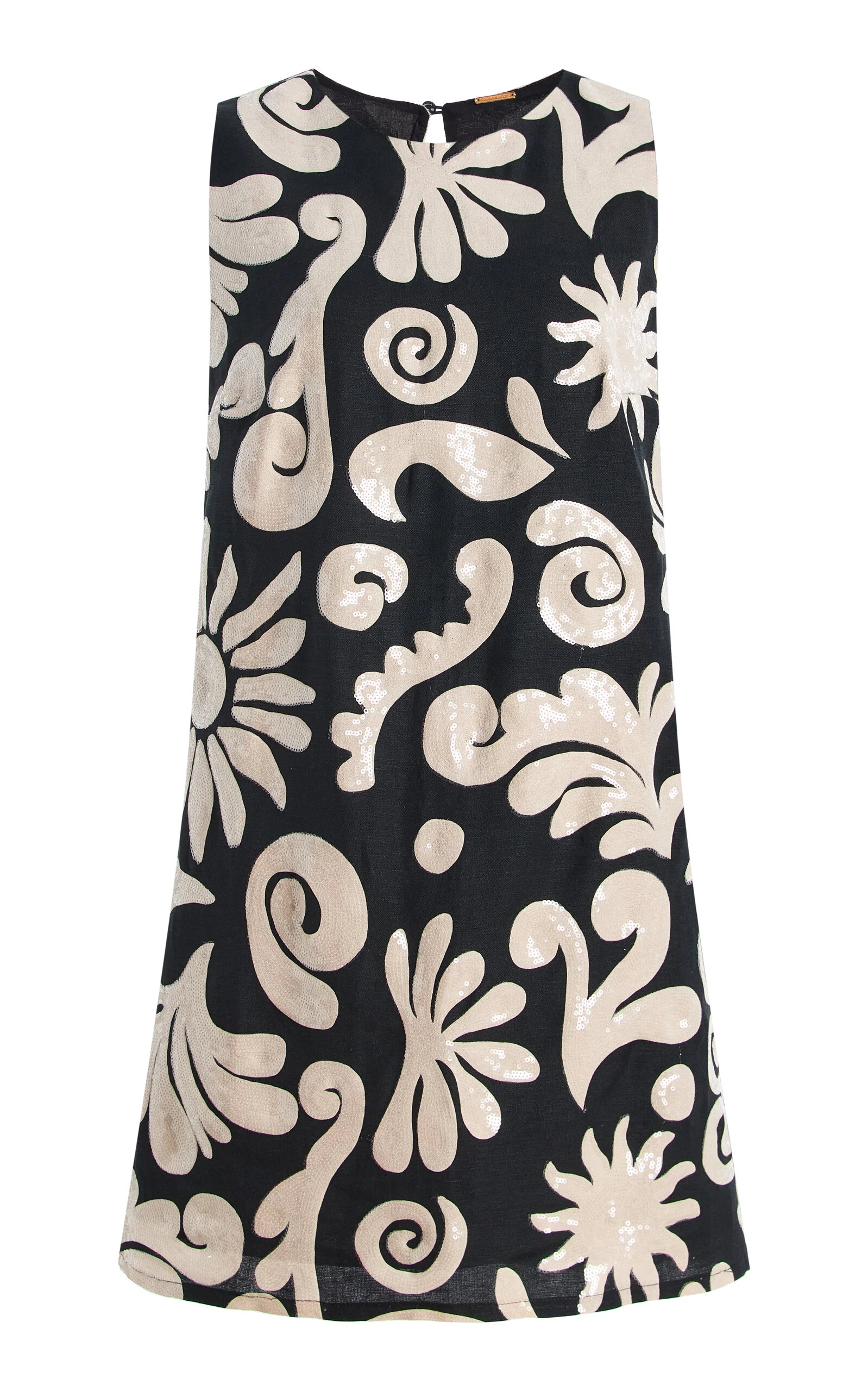 Loren Sequined Linen Mini Dress black/white - 1