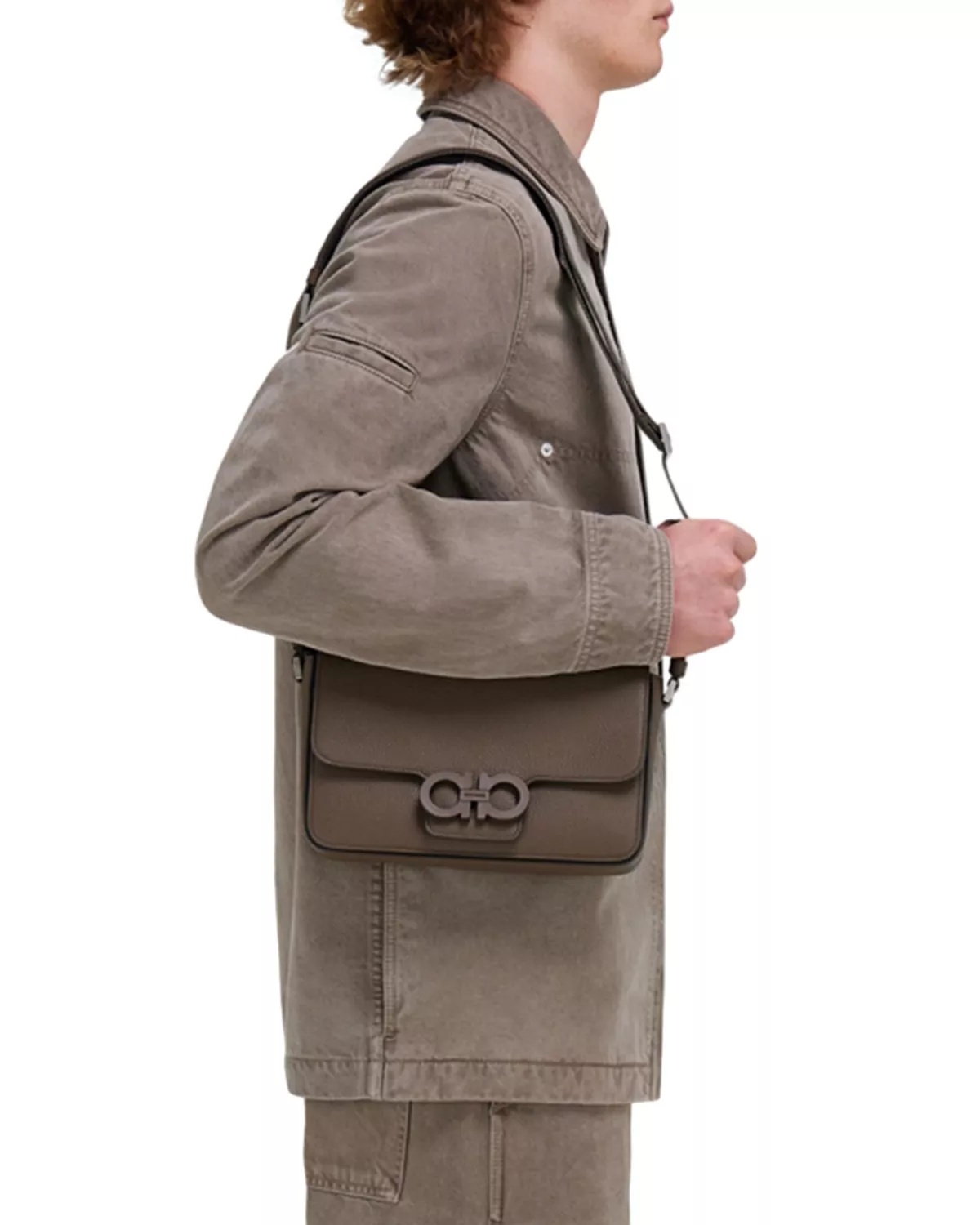 Double Gancini Leather Shoulder Bag - 2