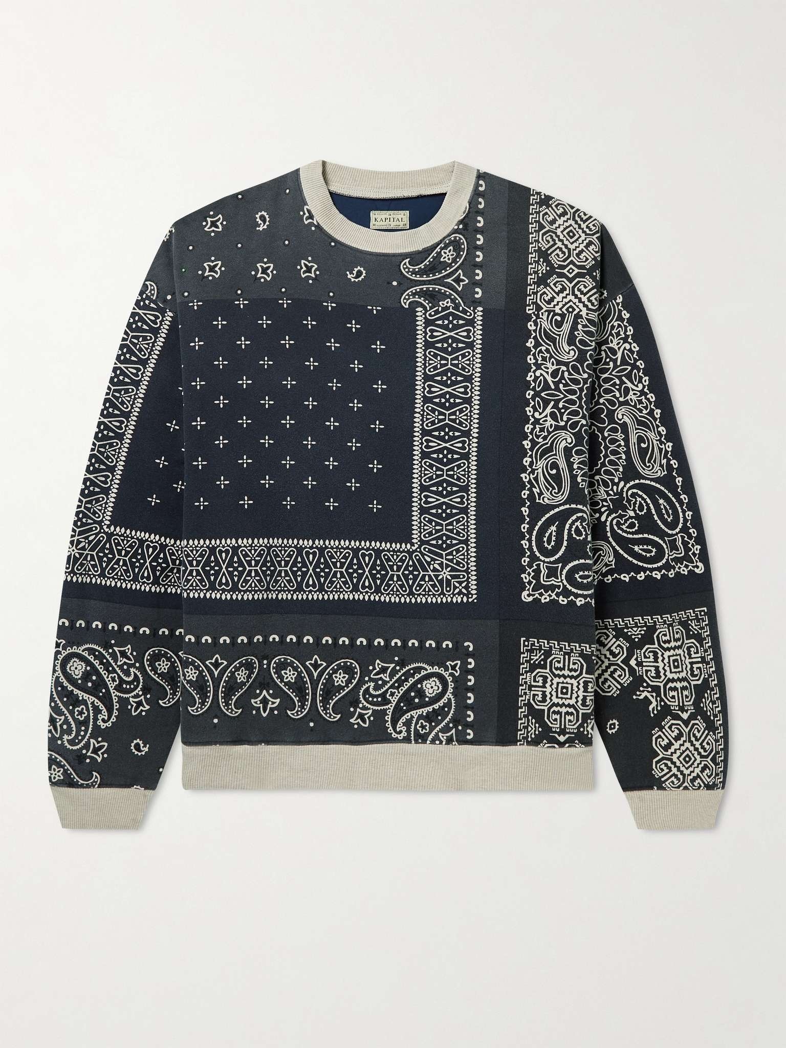 Bandana-Print Cotton-Jersey and Quilted Shell Sweatshirt - 1