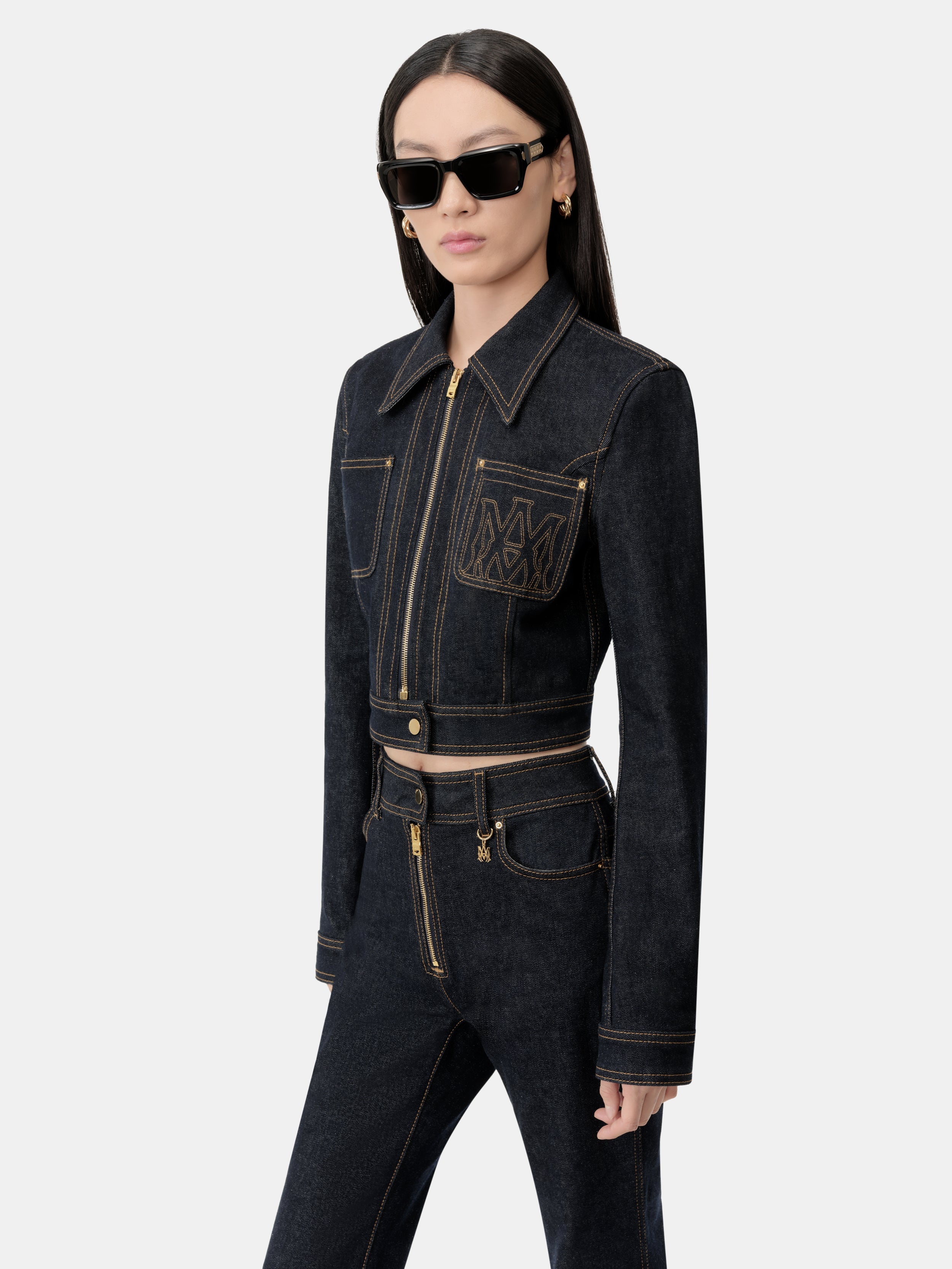 WOMEN'S ZIP UP CROPPED DENIM JACKET - 5
