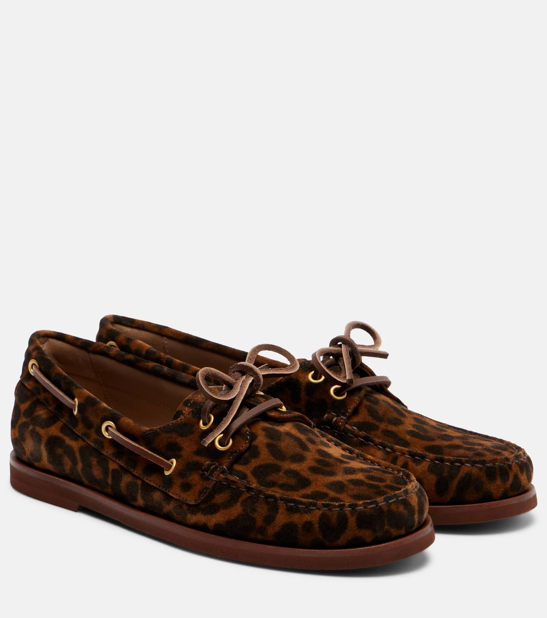 Vandee leopard-print suede boat shoes - 1