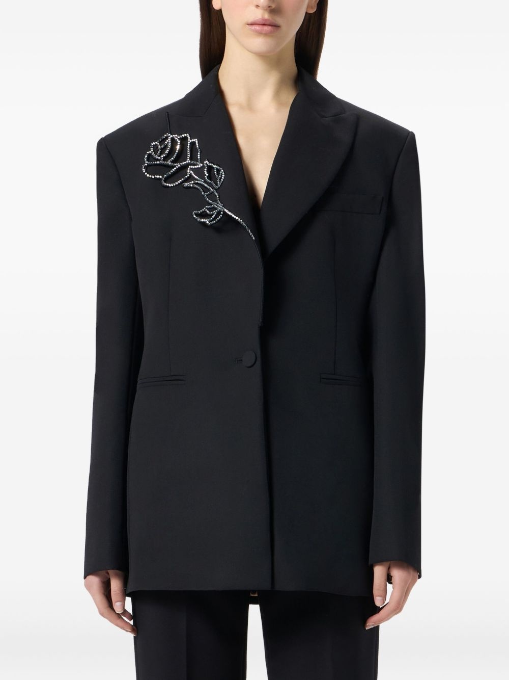 embroidered-rose blazer - 3