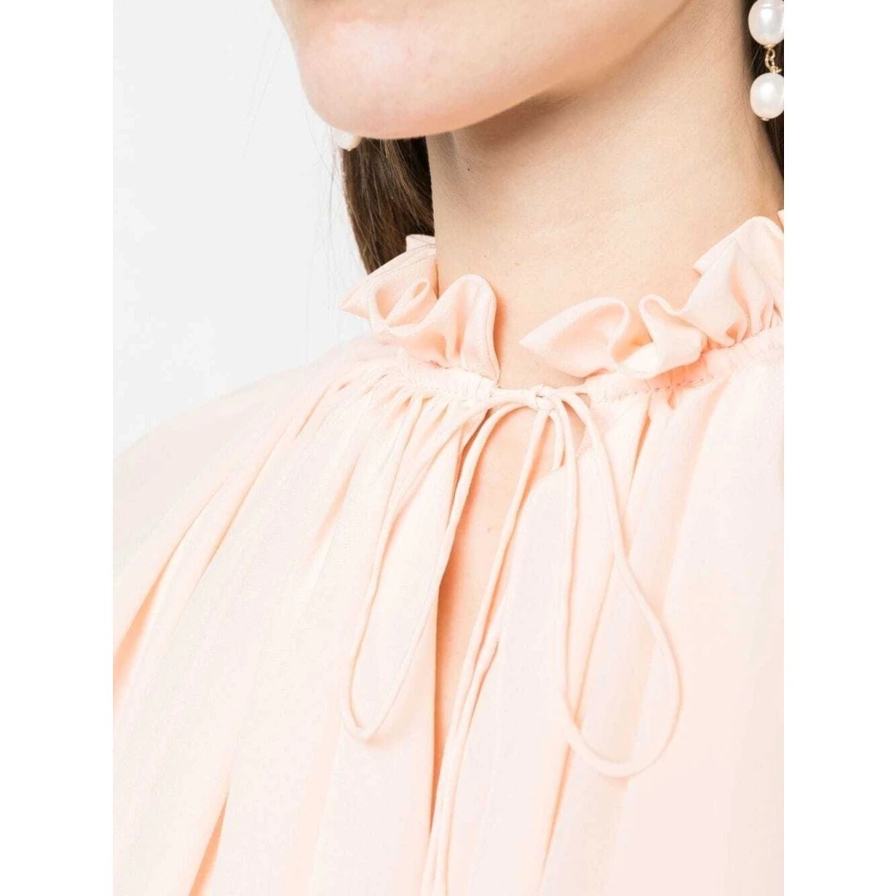 Tシャツ・カットソー LANVIN SS23 Pastel pink crepe blouse (RWTO00144868P23 962) Lanvin logo-embroidered Cropped T-shirt | Pink | FARFETCH