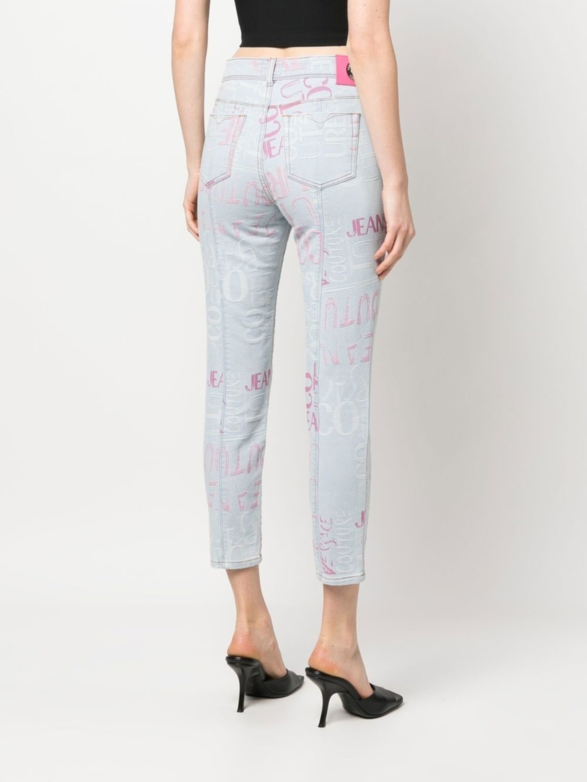 cropped logo-print skinny jeans - 4