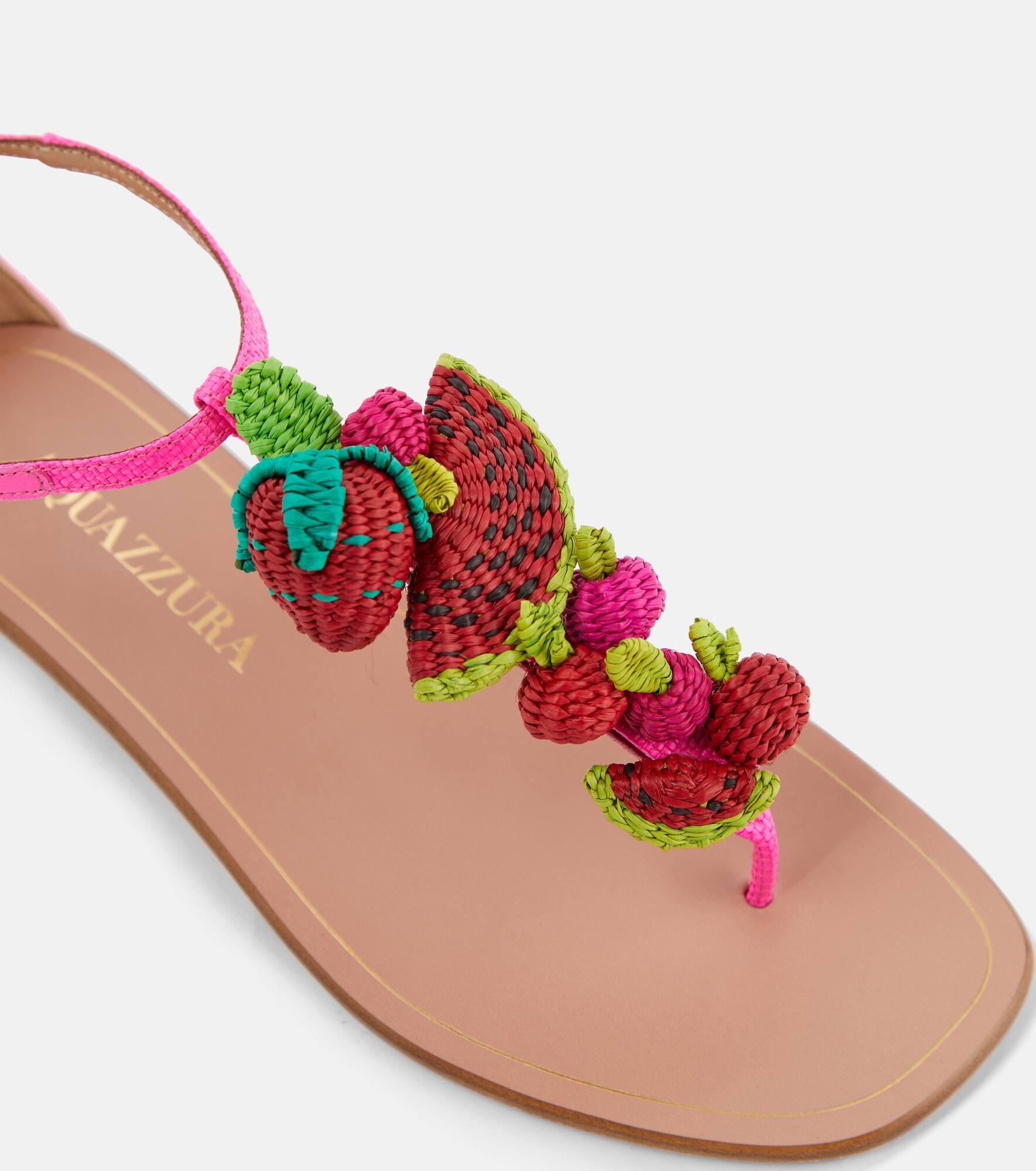 Strawberry Punch raffia thong sandals - 6