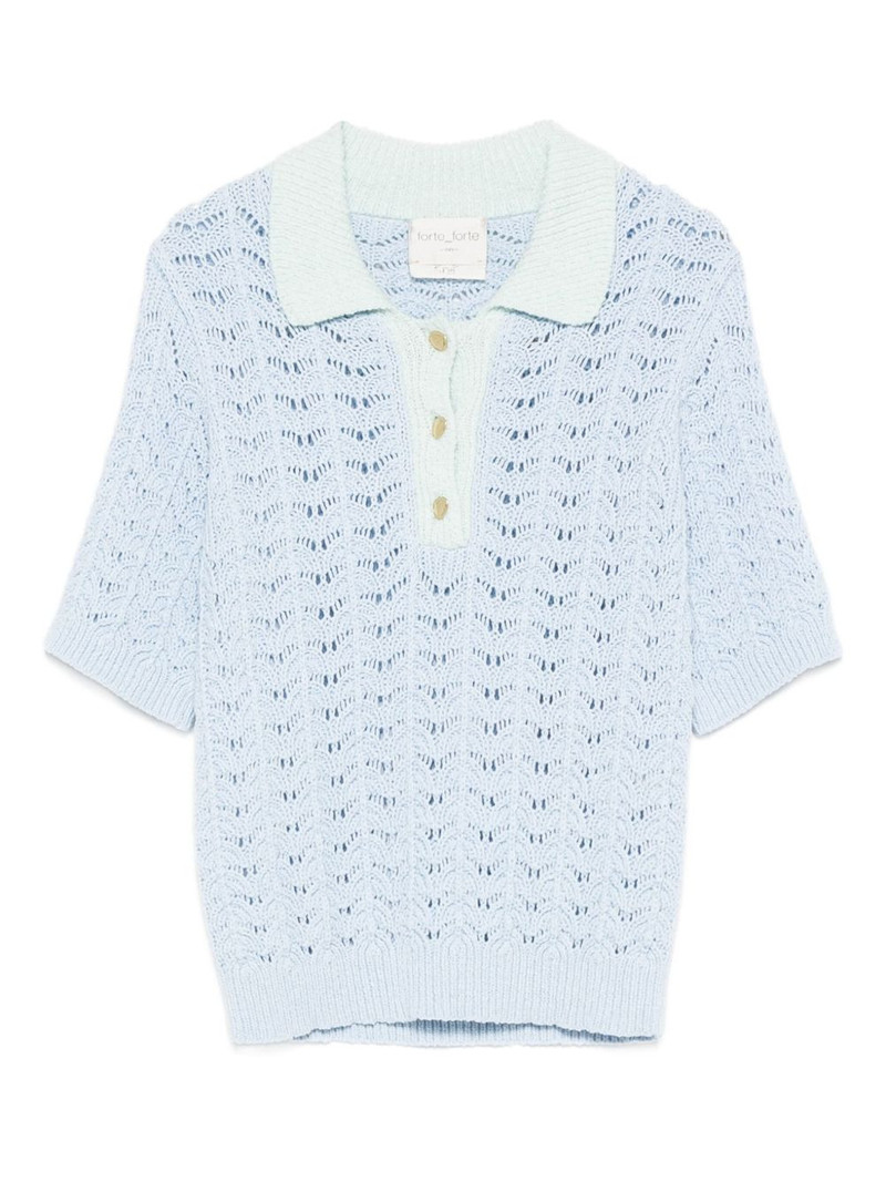 crochet-knit polo top 1