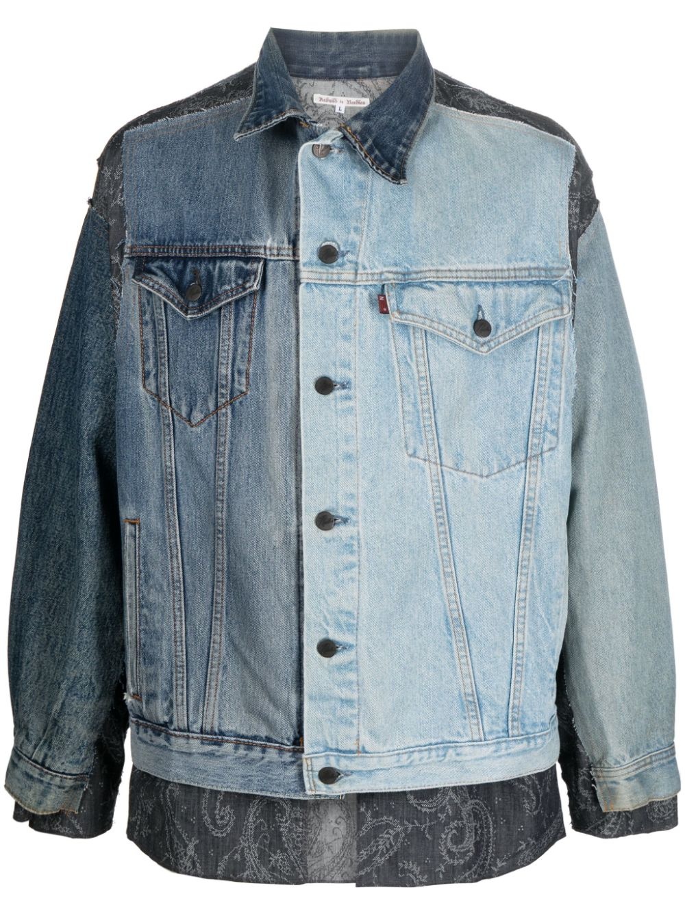 logo-tag layered denim jacket - 1