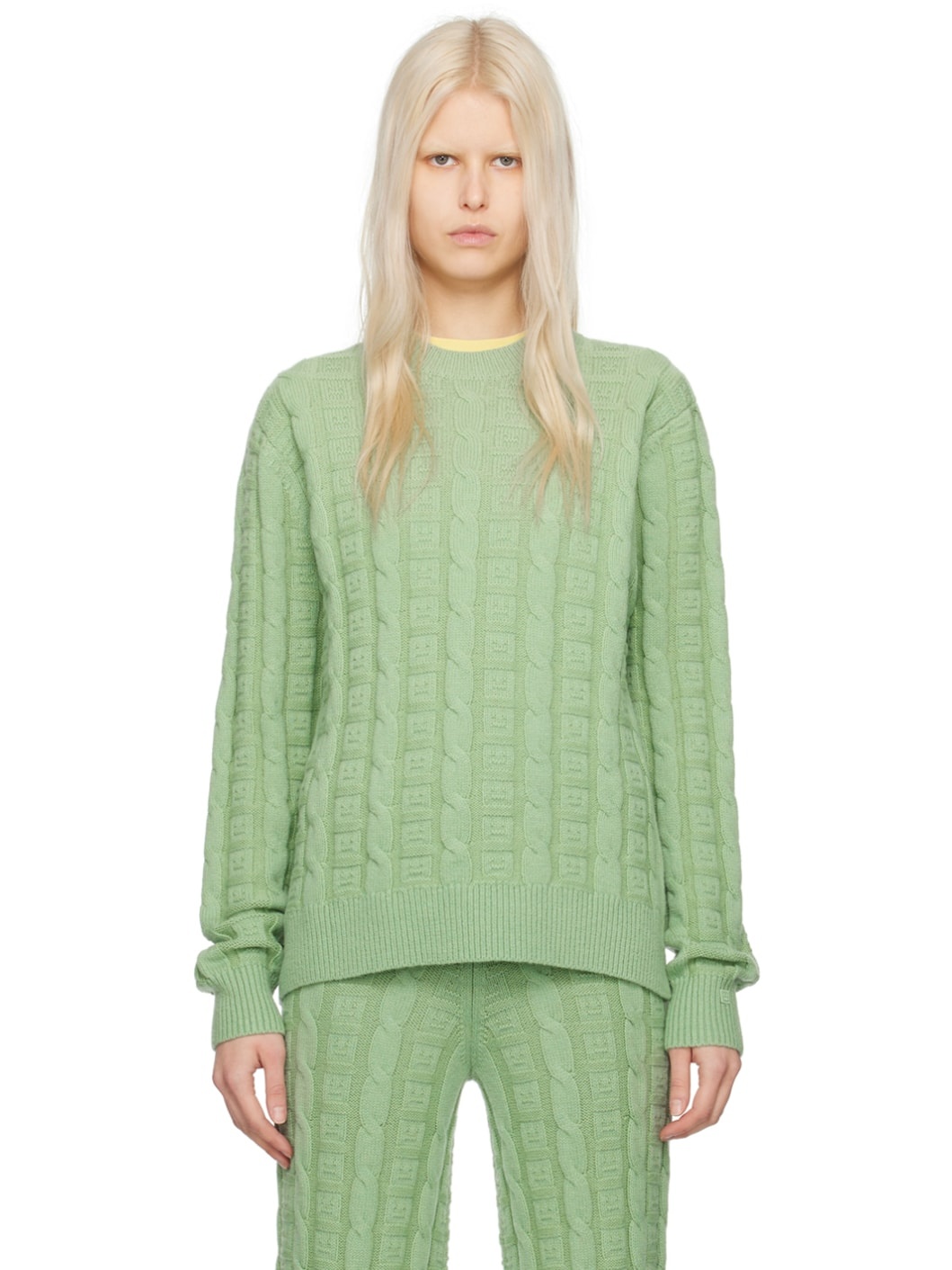 Green Cable Knit Sweater - 1