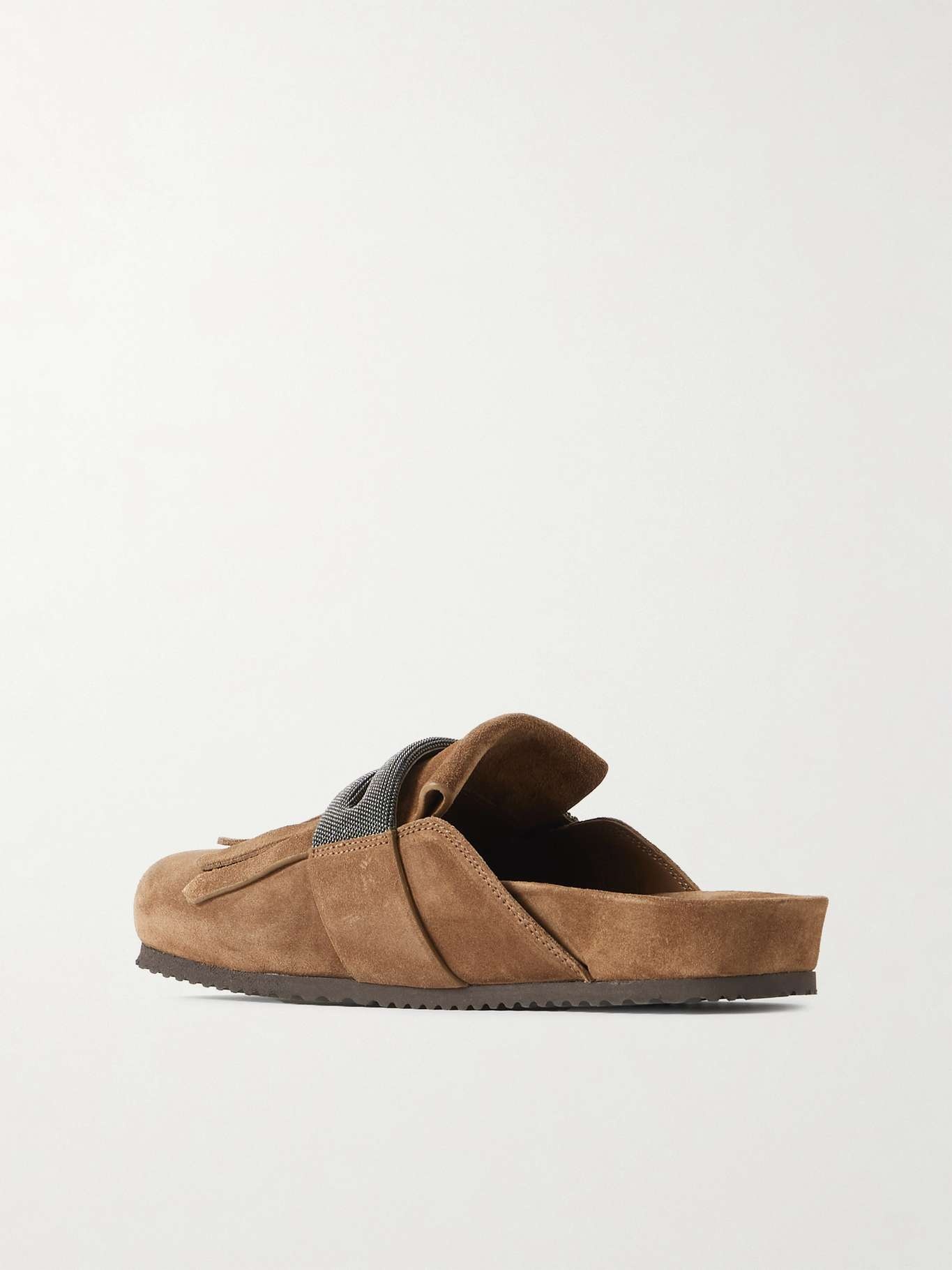 Fussbett bead-embellished fringed suede slippers Brown - 3