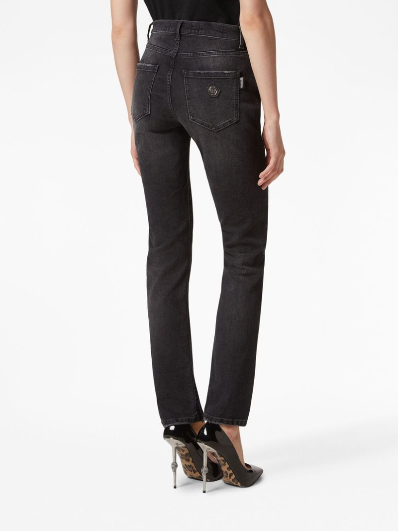 mid-rise straight-leg faded jeans 4