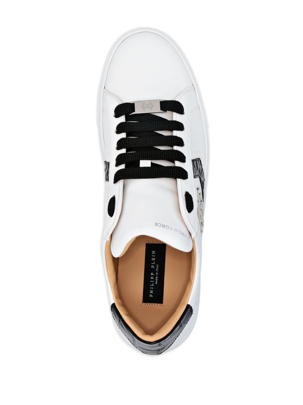 logo-patch panelled leather sneakers - 4