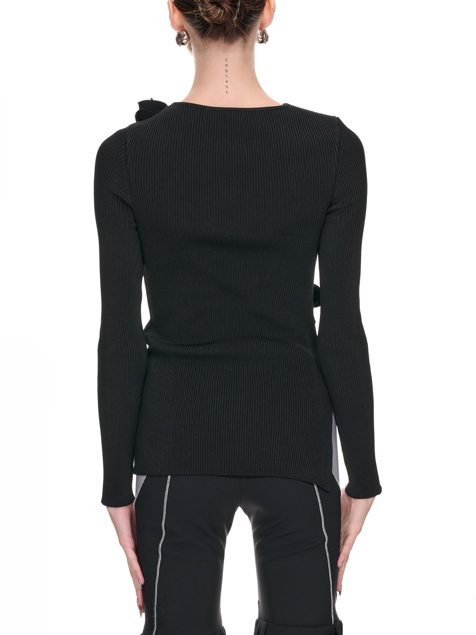 Asymmetric Rib Flower Top - 3
