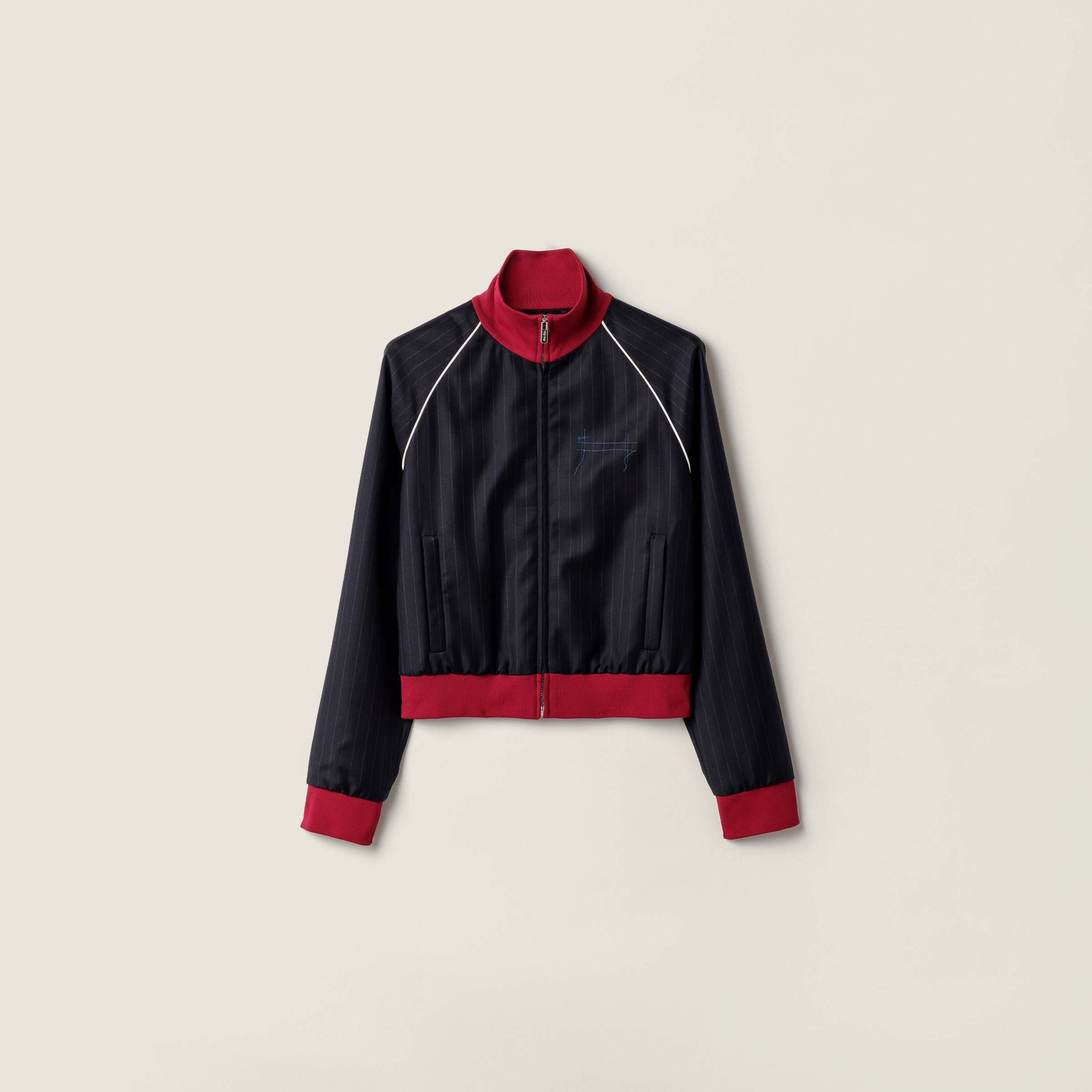 Pinstriped zipper blouson jacket - 1