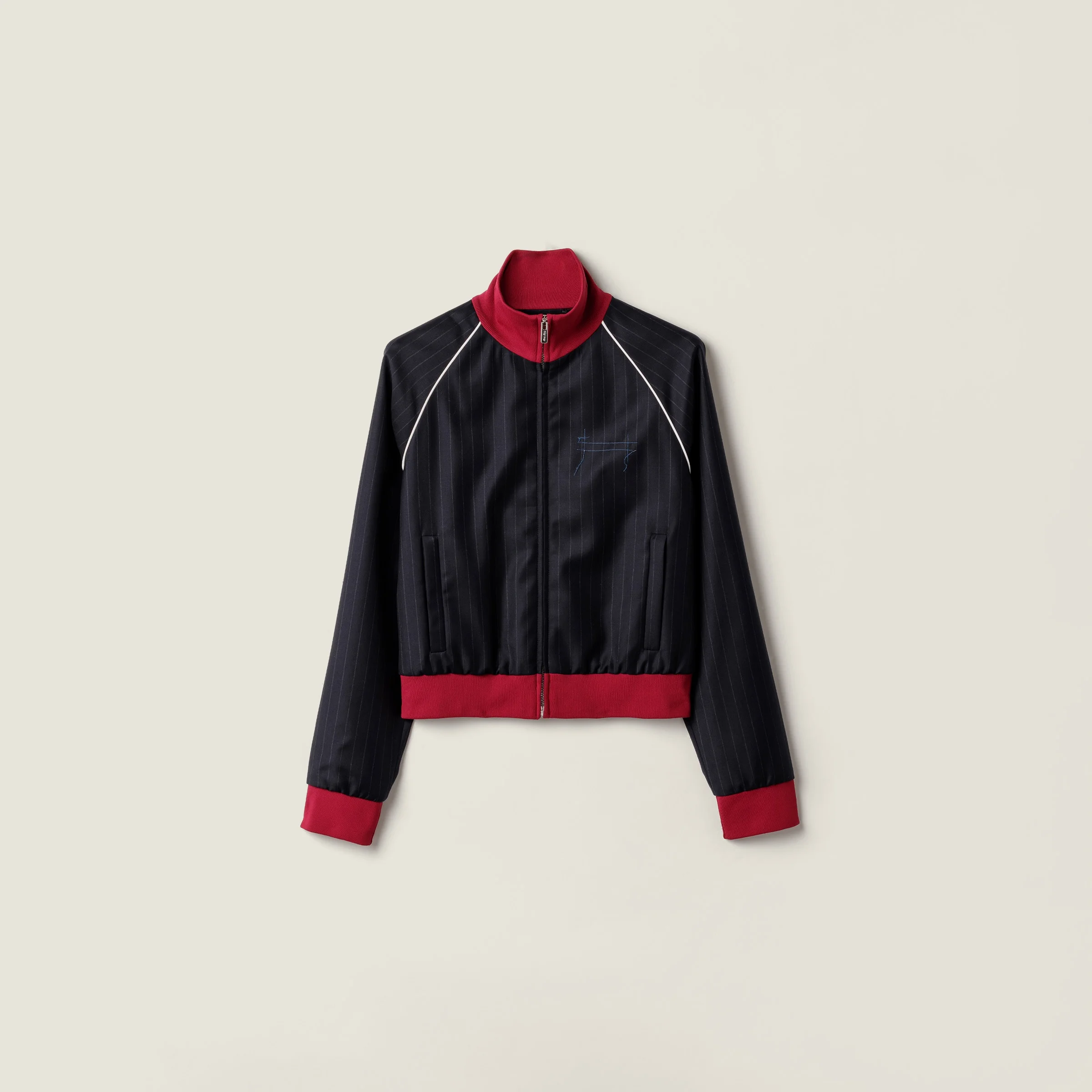 Pinstriped zipper blouson jacket - 1