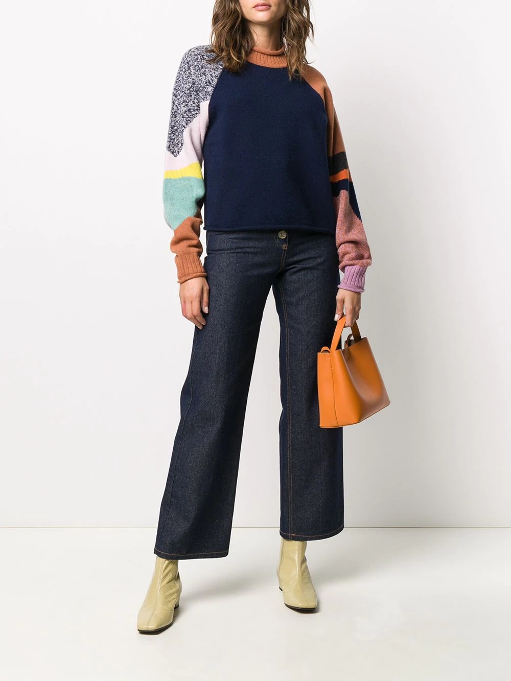 colour-block mock-neck jumper  - 2