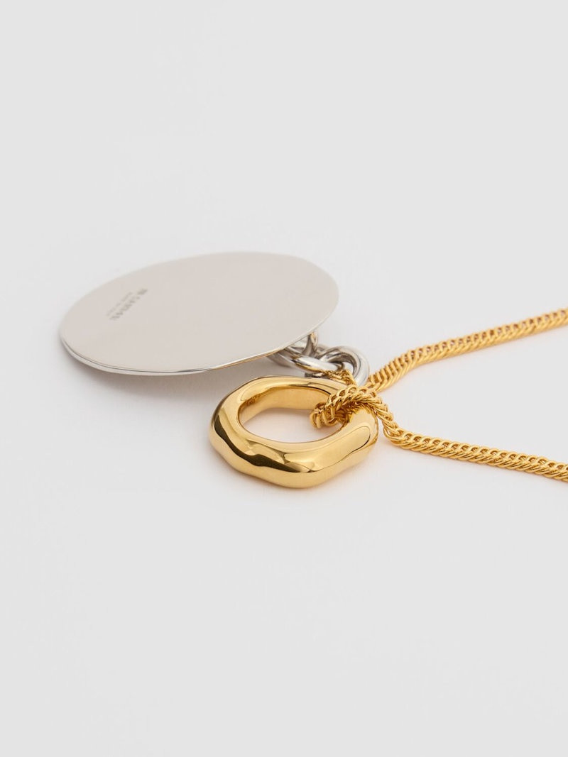 Gold plated necklace w/ double charm 4