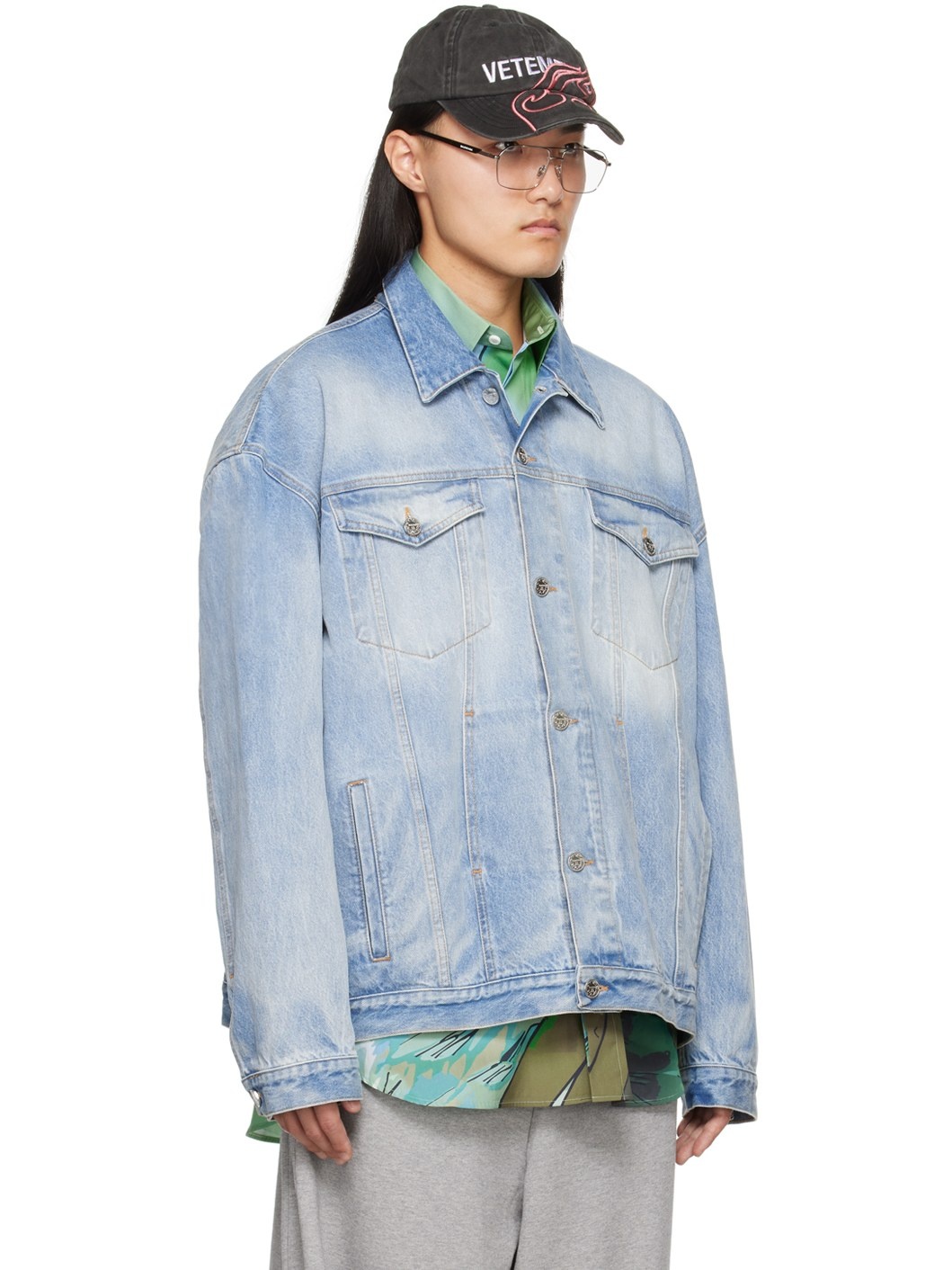 Blue Embossed Denim Jacket - 2